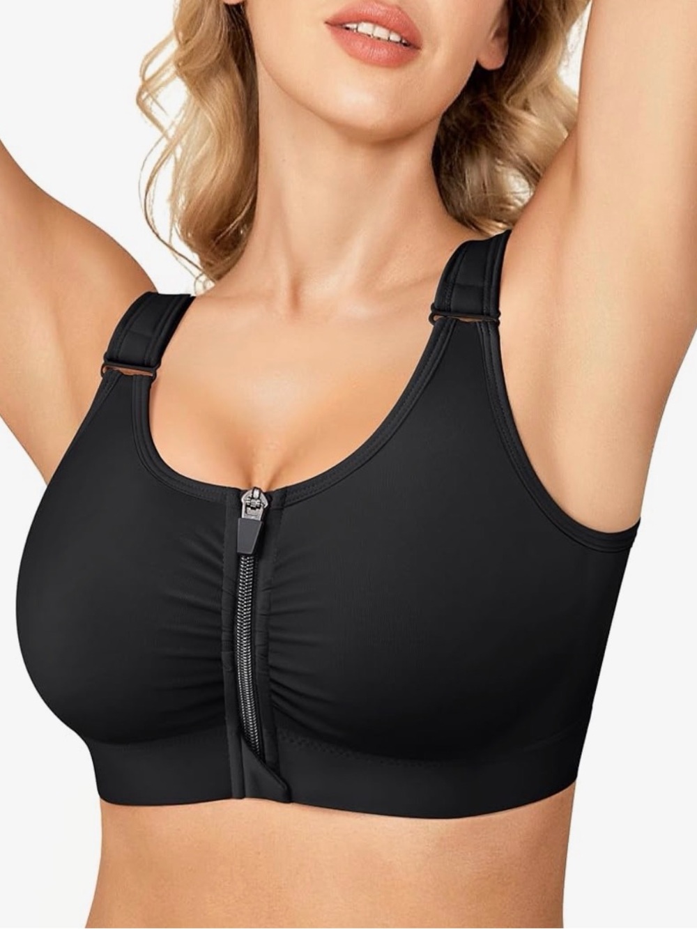 Zip-up Post Surgery Compression Bra with Adjustable Straps & Compression Band